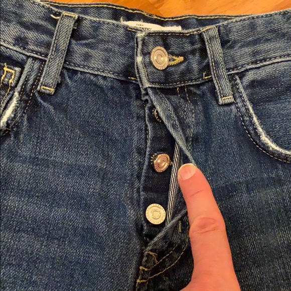 Zara Straight Leg High-Rise Slit Leg Jeans - Picture 6 of 14